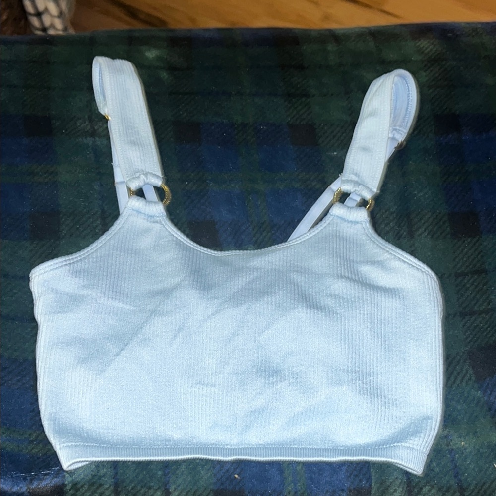 Light Blue Ribbed Crop Top